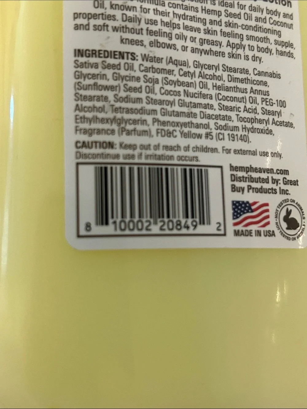 Hemp Heaven Sweet Pineapple & Mango Body Lotion NEW